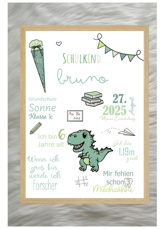 Meilensteintafel Einschulung - Dinosaurier