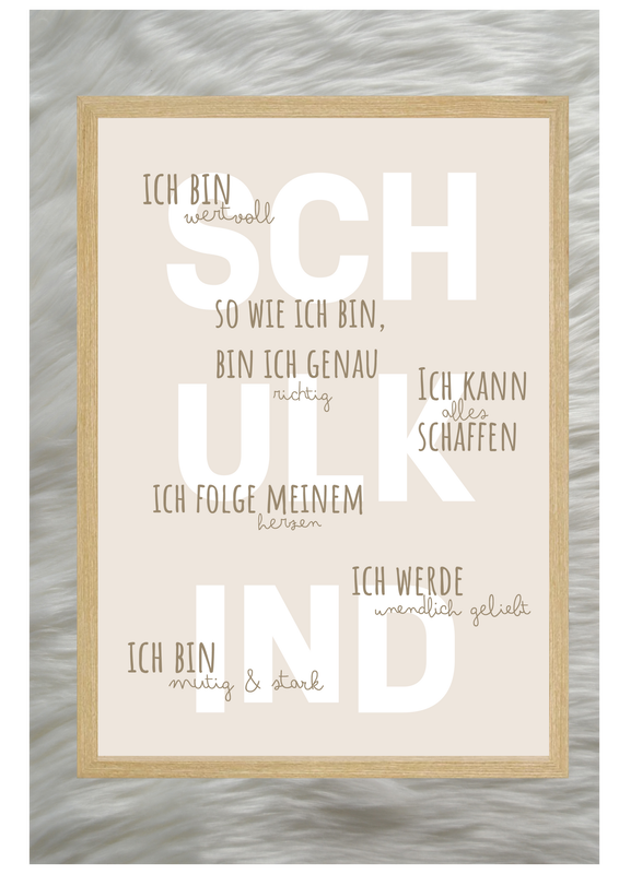 Schulkind Poster mit Affirmationen - Beige