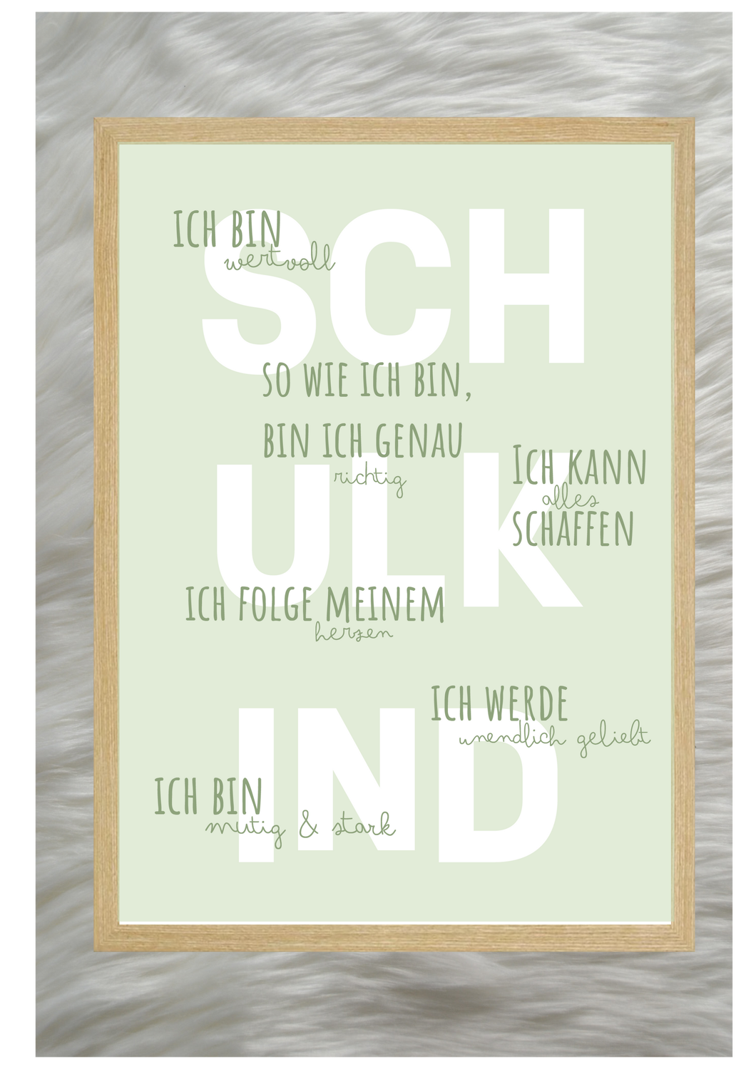 Schulkind Poster mit Affirmationen - Grün