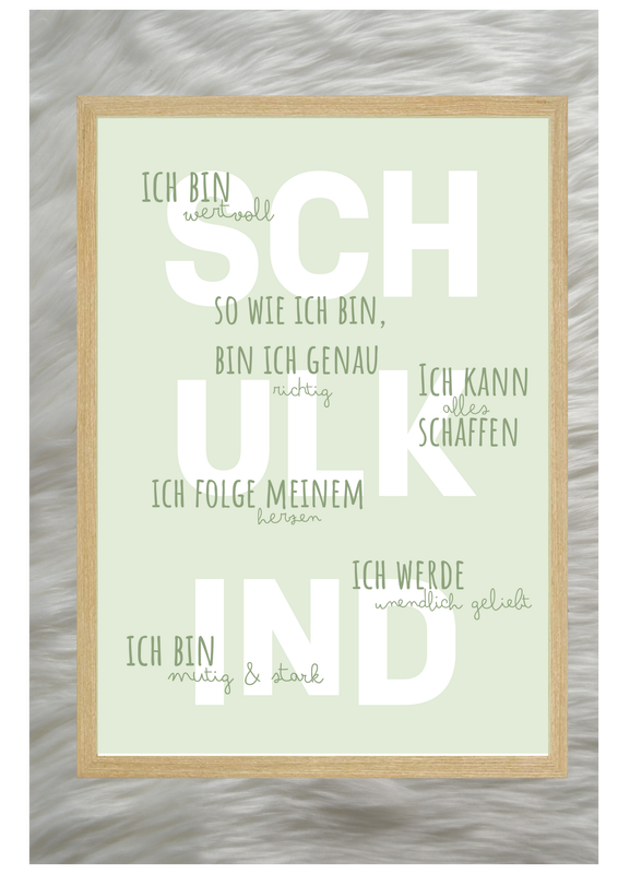 Schulkind Poster mit Affirmationen - Grün