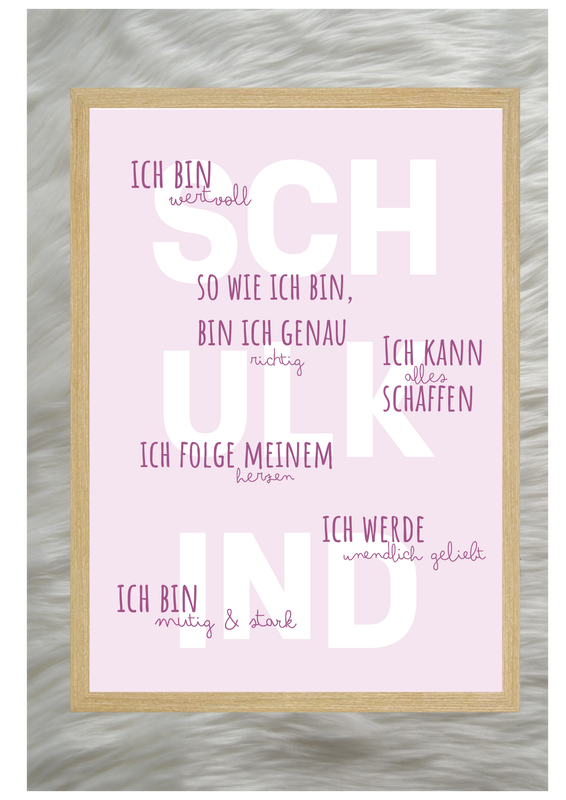 Schulkind Poster mit Affirmationen - Rosa