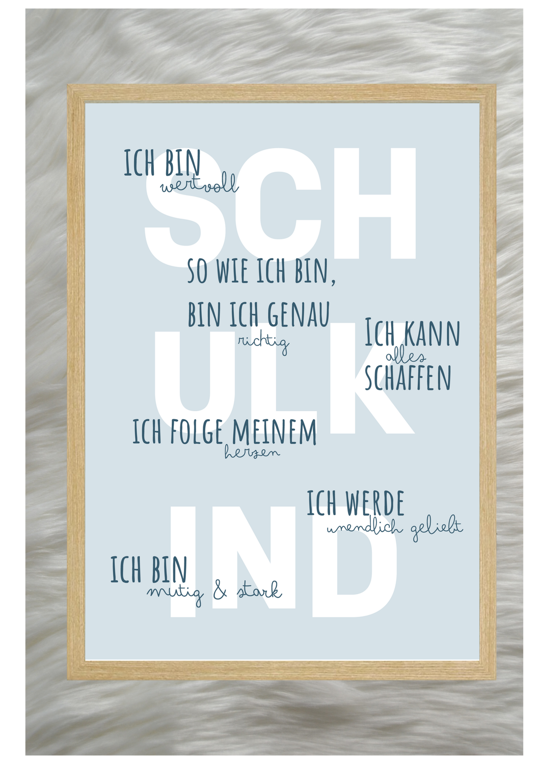 Schulkind Poster mit Affirmationen - Blau