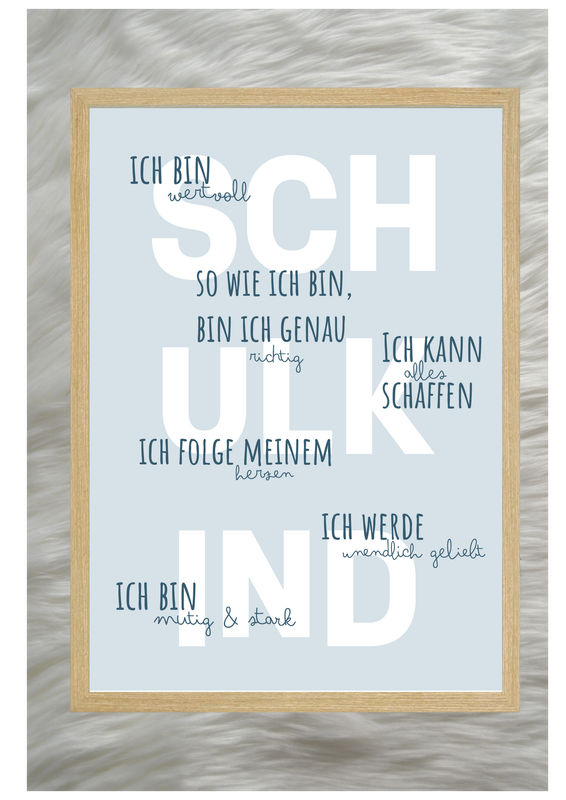Schulkind Poster mit Affirmationen - Blau