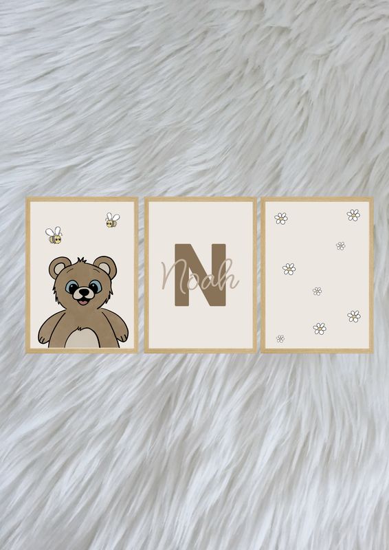 Namensposter- Bär 3er Set