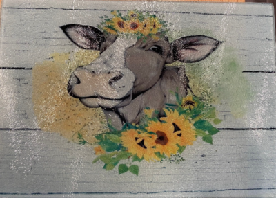 COW WITH SUNFLOWERS CUTTING BOARD