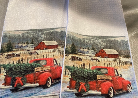 Red truck towels - set of 2