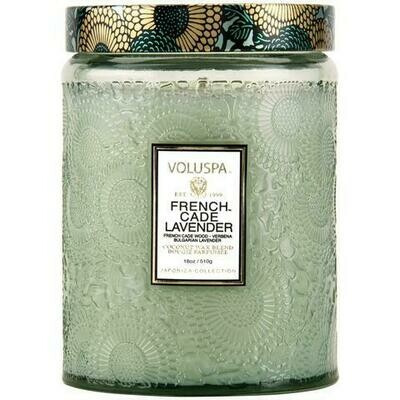 French Cade & Lavender Large Glass Jar Candle