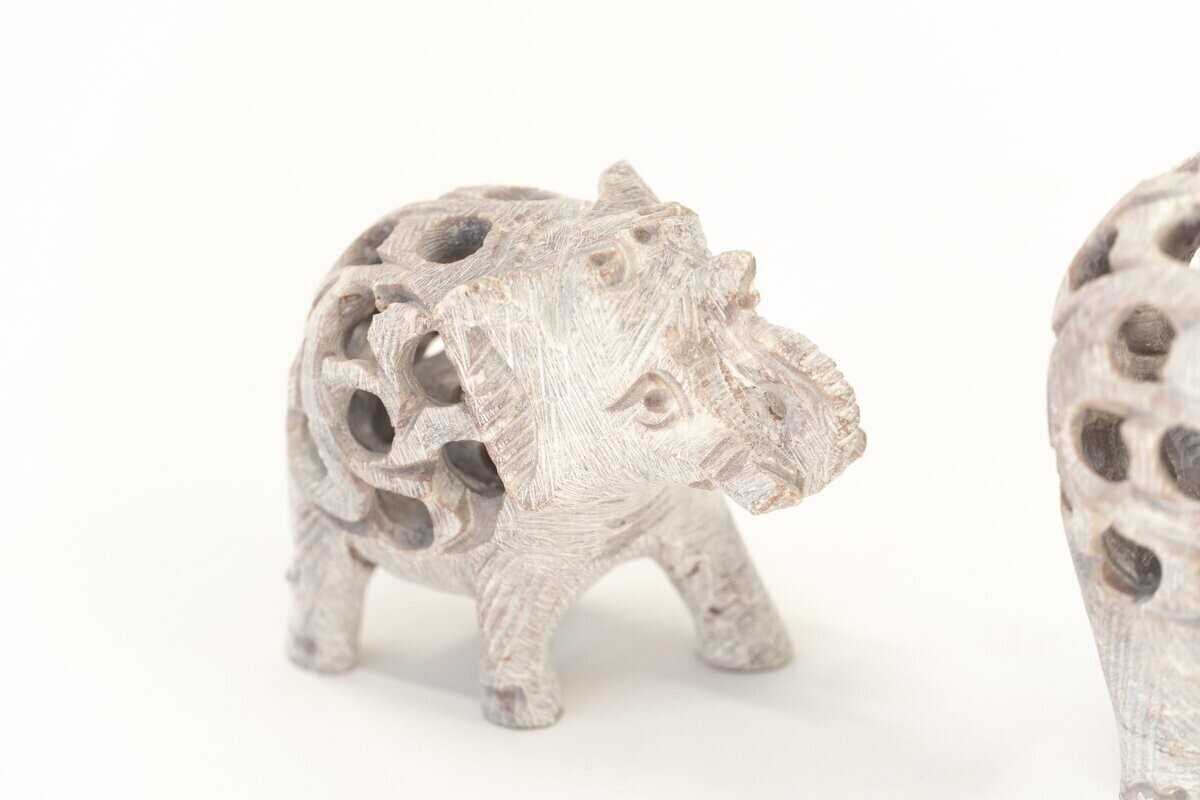 Marble Hand Carved Elephant Small