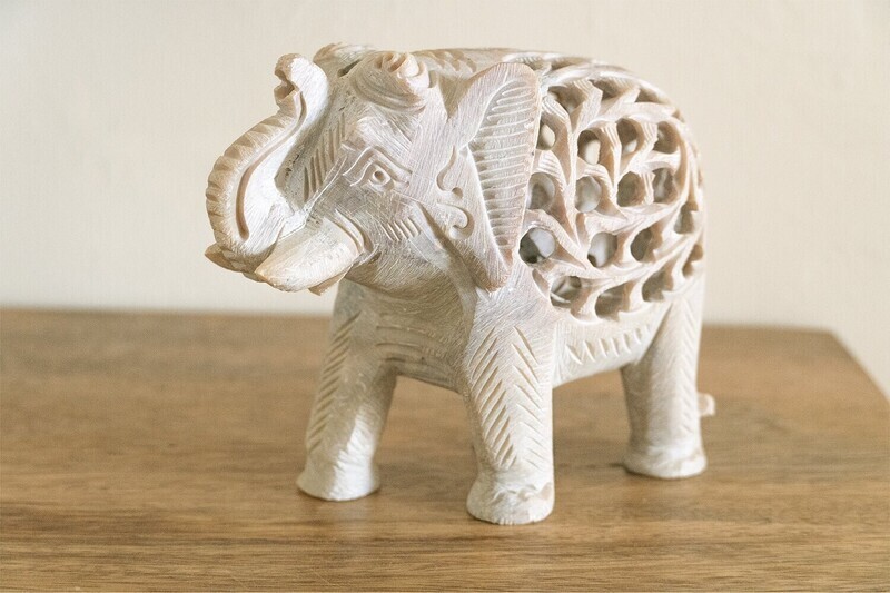 Marble Hand Carved Elephant Extra Large