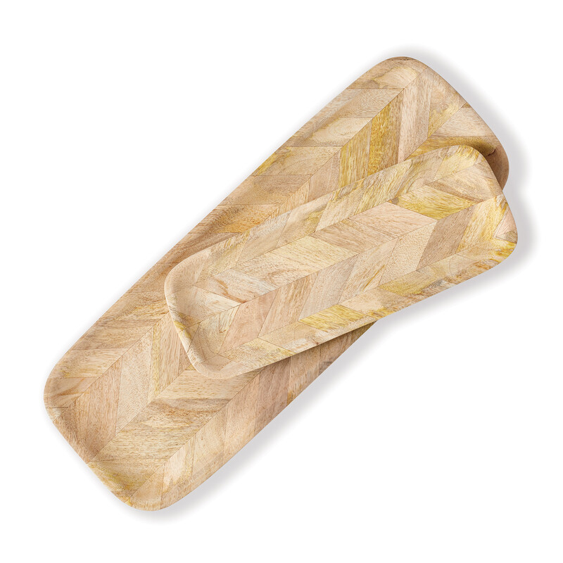 Marquetry Rectangular Trays (Set of 2)