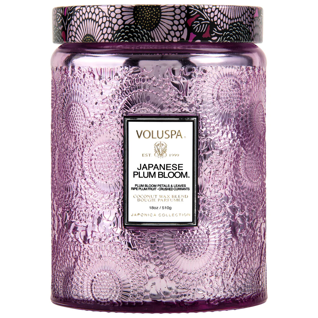 Japanese Plum Bloom Large Glass Jar Candle
