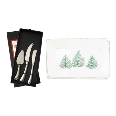 Lastra Holiday Tray And Cheese Knife Set