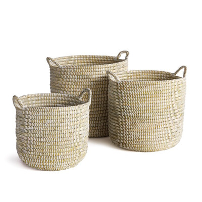 Rivergrass Round Baskets with Handles (Set Of 3)