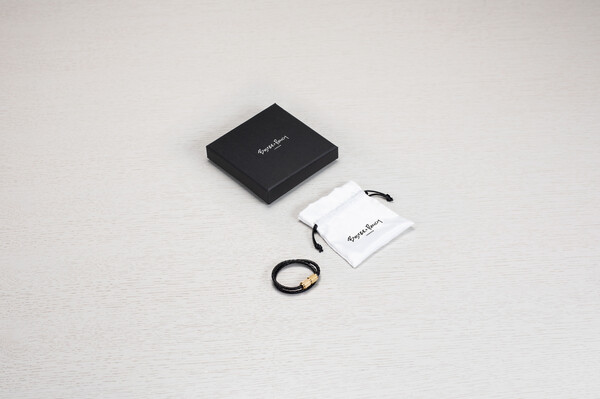 Brass + Leather Double Bracelet Women Med