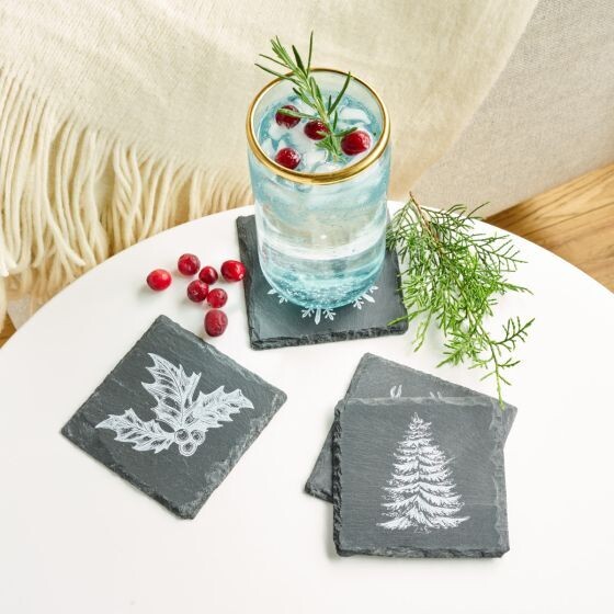 Holiday Slate Coaster Set