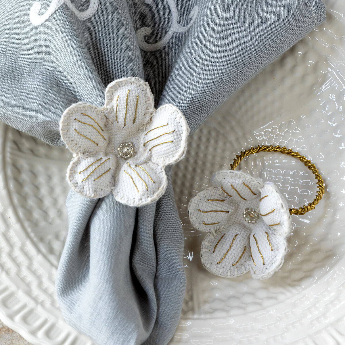 Canvas Flower Napkin Ring