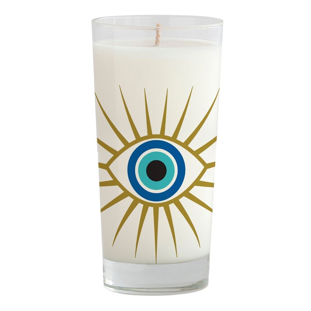 Aegean Drinking Glass Candle, Evil Eye