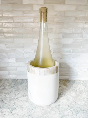 White Marble Wine Holder With Mother Of Pearl Inlay