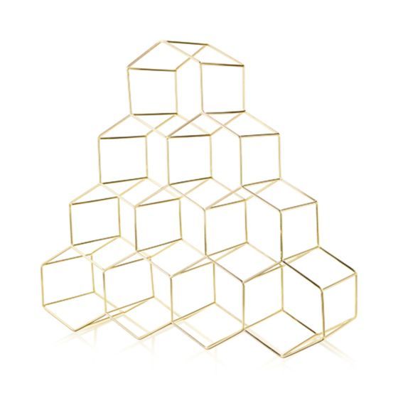 10 Bottle Gold Geo Wine Rack
