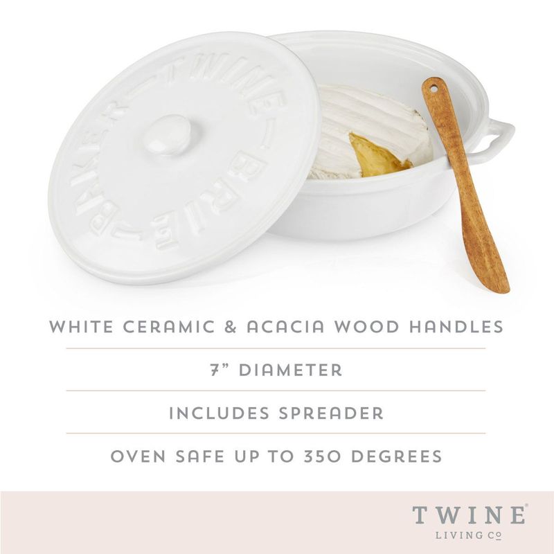 Ceramic Brie Baker & Acacia Wood Spreader Set