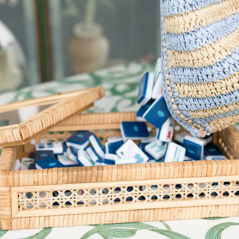 Rattan Mahjong Tile Storage Box