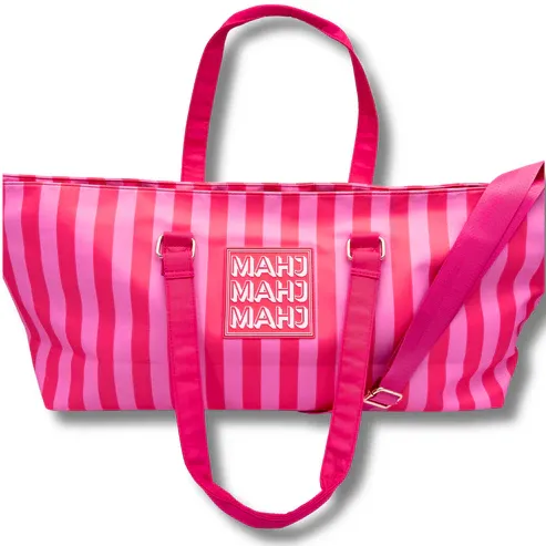 Mahjong Pink & Red Stripe Tote Bag