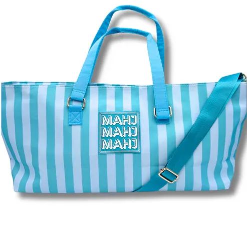 Mahjong Green & Blue Stripe Tote Bag