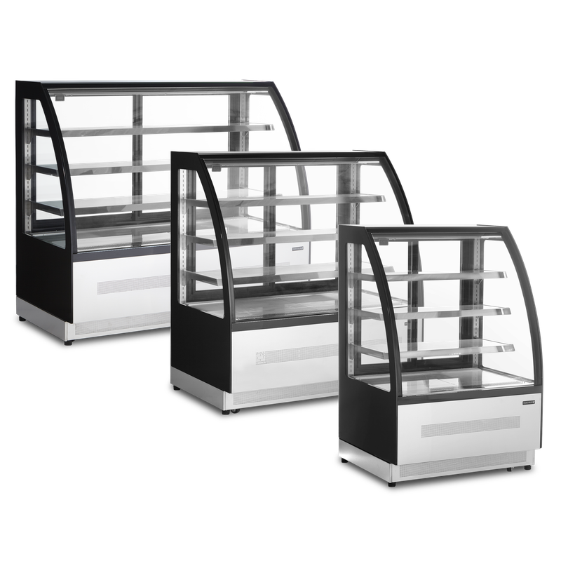 Koelvitrine met gebogen ruit 1205 x 745 x 1360