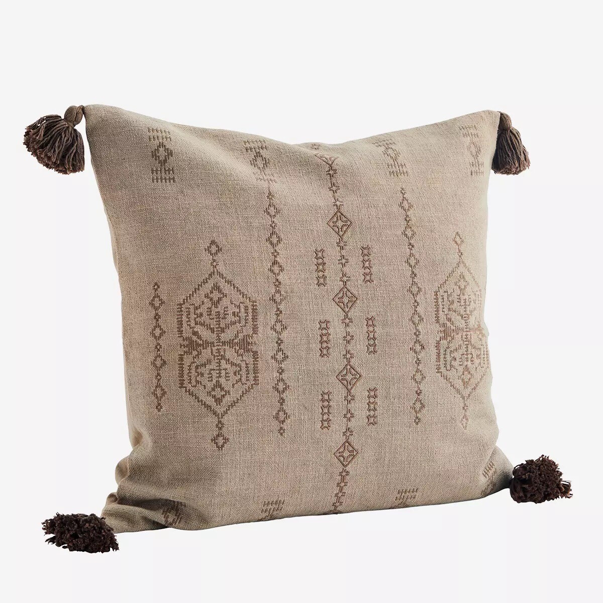 Geborduurde kussenhoes Brown