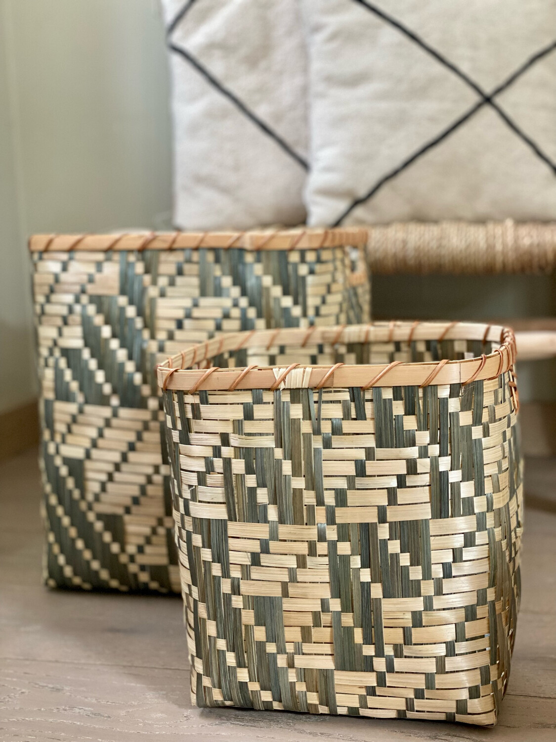 Vierkante Bamboo mand - 2 maten