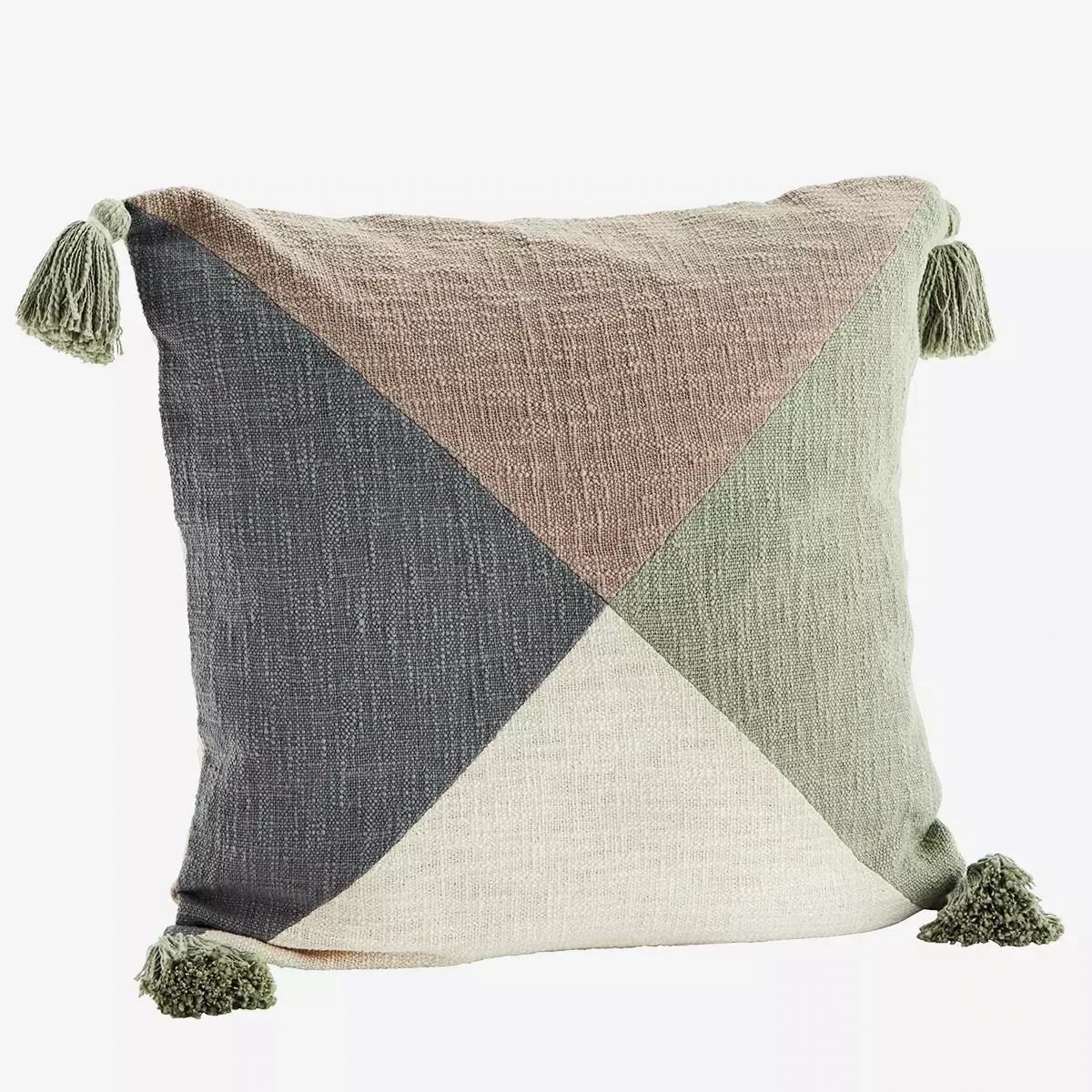 Kussenhoes Color Block met kwastjes