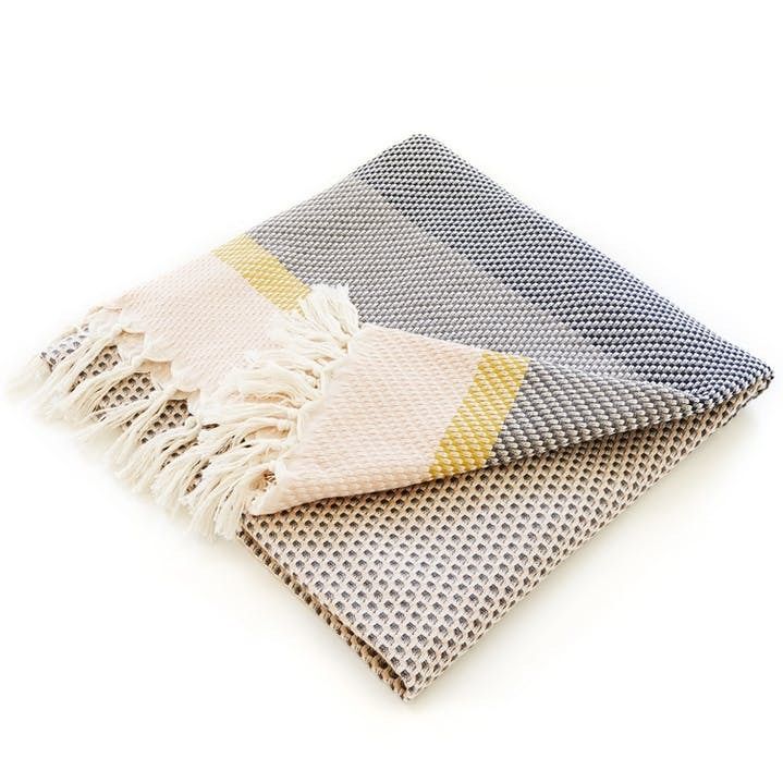 Plaid Valencia Cotton of Ibiza Cotton, kleuren: Valencia Cotton (basiskleur grijs)