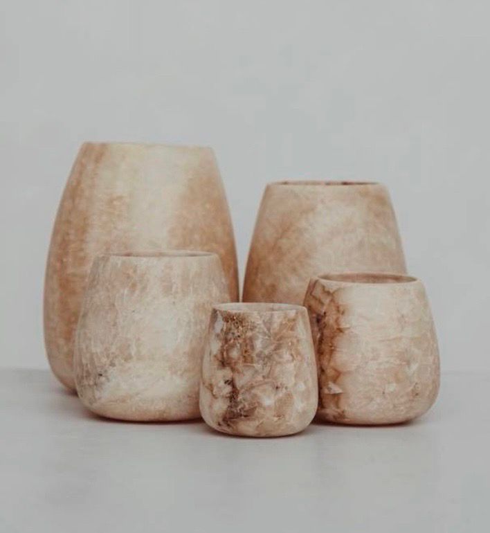 Alabaster theelichthouder druppel bruin