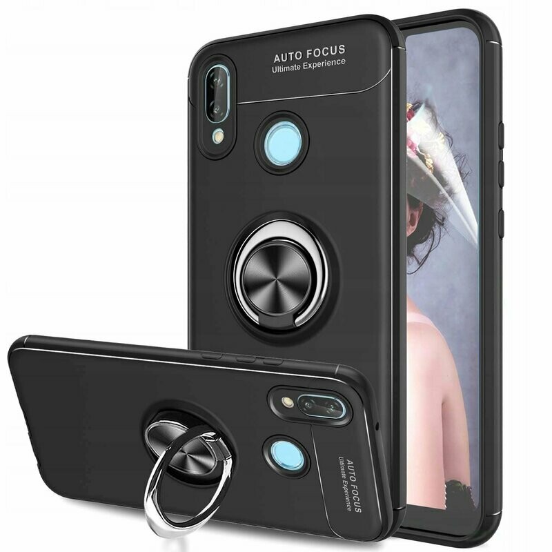 Panzer Cover für Xiaomi Redmi Note 7 Schutz Hülle Magnet Case Holder Ring, Farbe: Schwarz