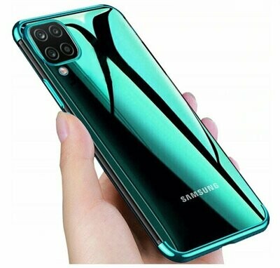 Silikon Hülle für Samsung A12 Glanz Rand Handy Cover Clear