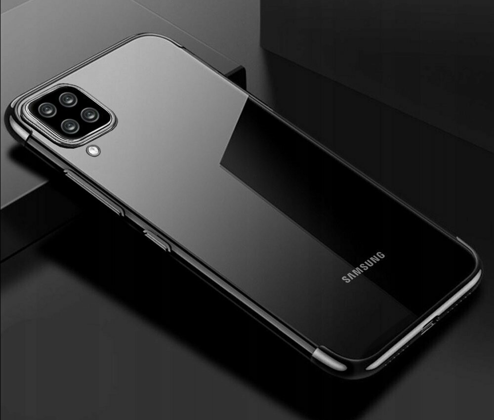 Silikon Hülle für Samsung A12 Glanz Rand Handy Cover Clear