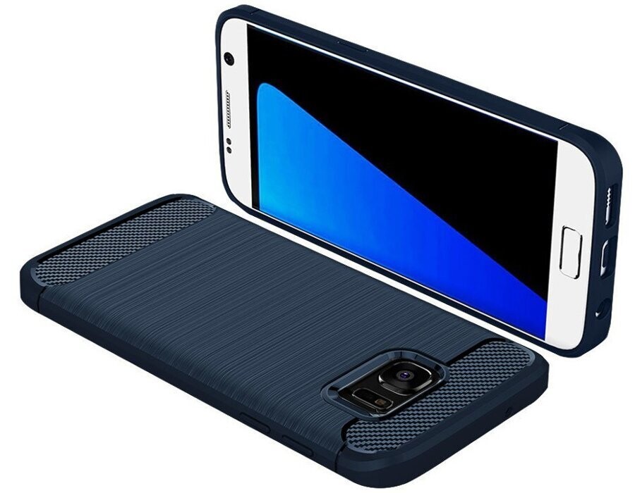 Samsung S7 Edge Carbon Hülle Schutz Case Silikon Cover