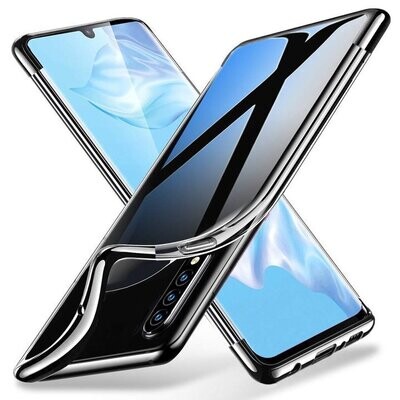 Samsung A30s Silikon Hülle Glanz Rand Handy Cover Schutz Case Clear