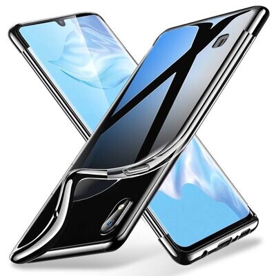 Samsung A10 Silikon Hülle Glanz Rand Handy Cover Schutz Case Clear
