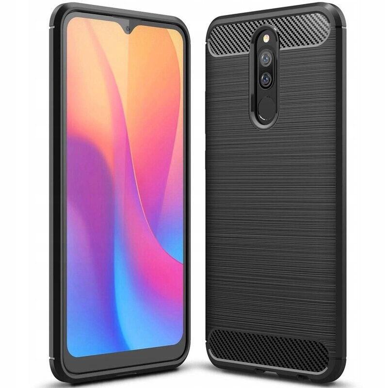 Xiaomi Redmi 8 Carbon Hülle Schutz Case Silikon Cover