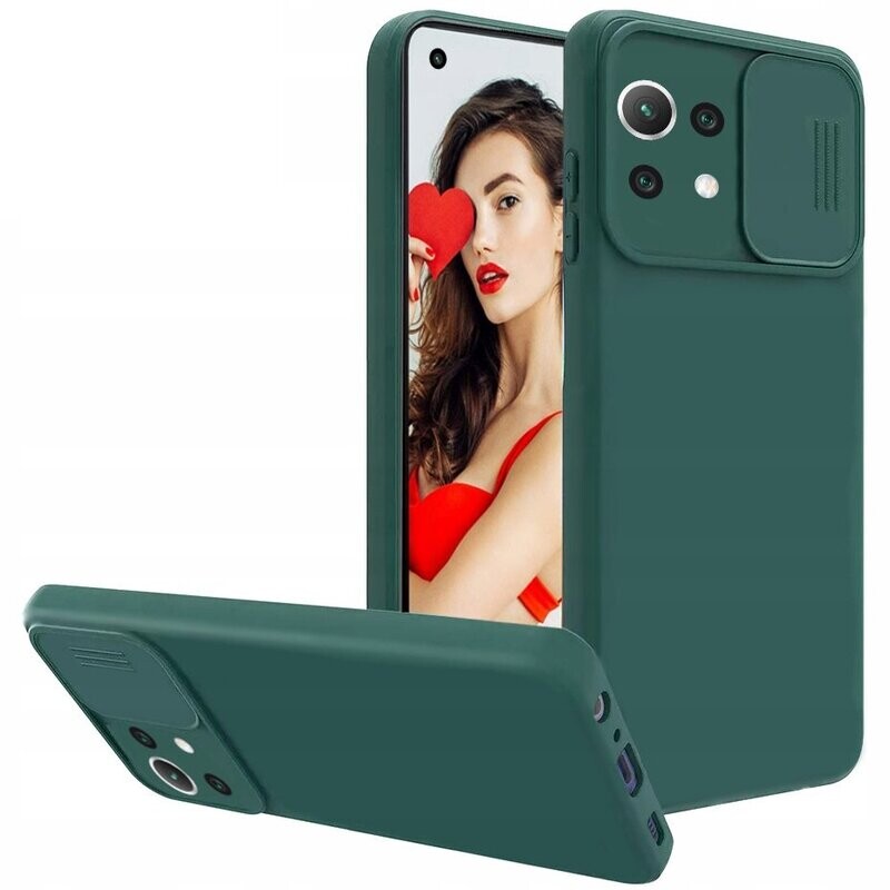 Silikon CamShield Hülle Kameraschutz für Xiaomi Mi 11 Lite 4G / 5G  Etui Back Cover Flexibel, Farbe: Grün