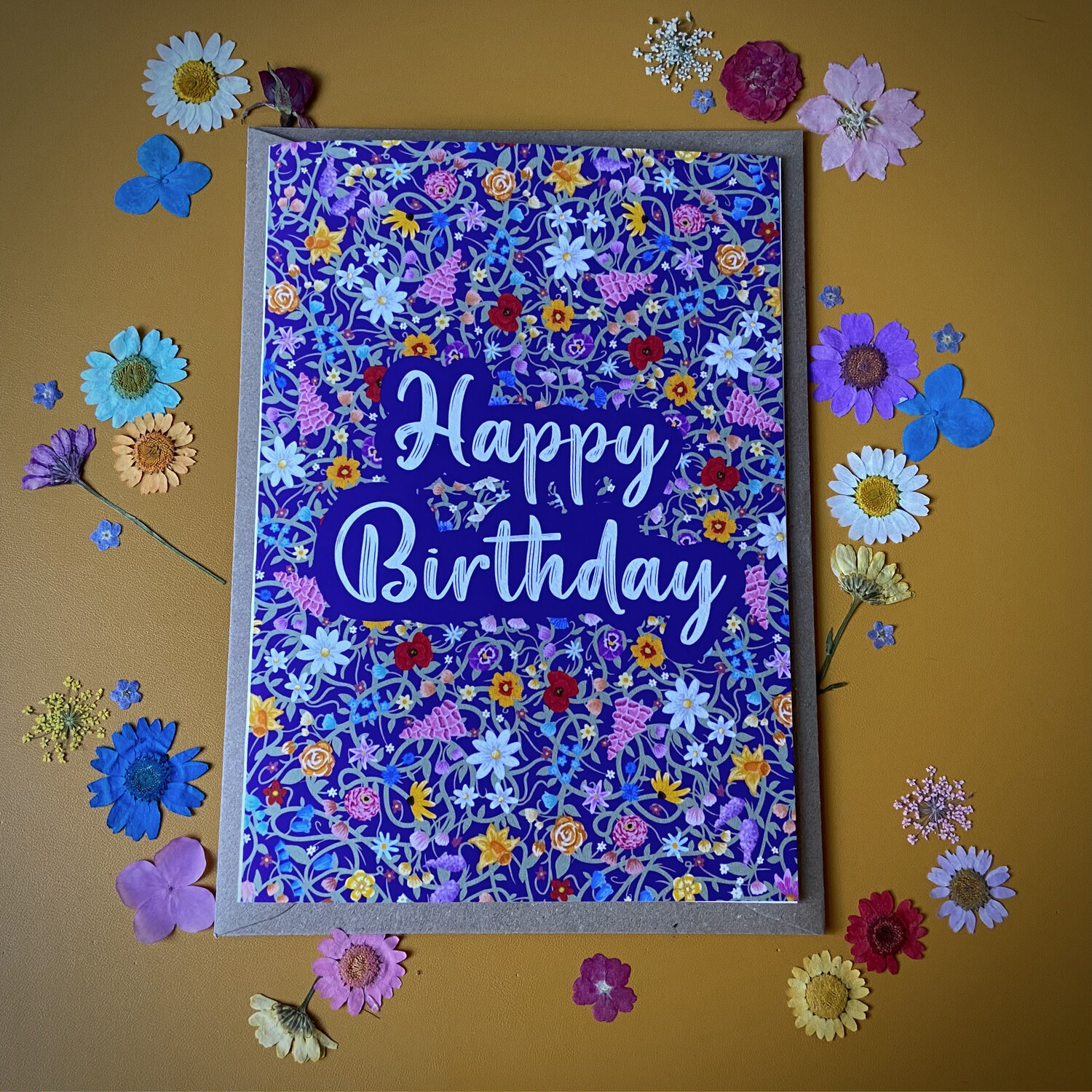 &#39;Happy Birthday&#39; Card in Purple