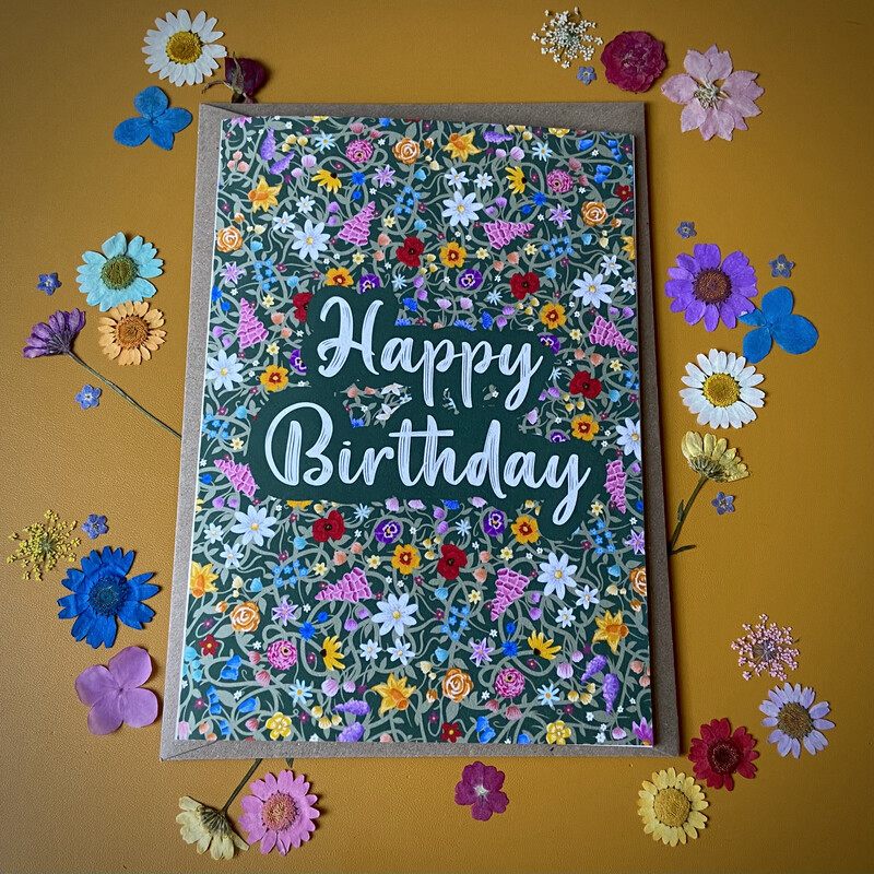 &#39;Happy Birthday&#39; Card in Green