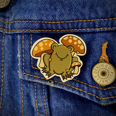 ‘Froggy Friend’ Wooden Pin Badge
