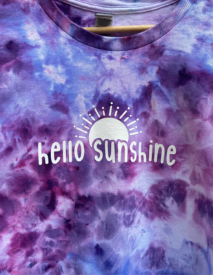 Ready Made- ‘Hello Sunshine’ hand ice dyed design T-Shirt
