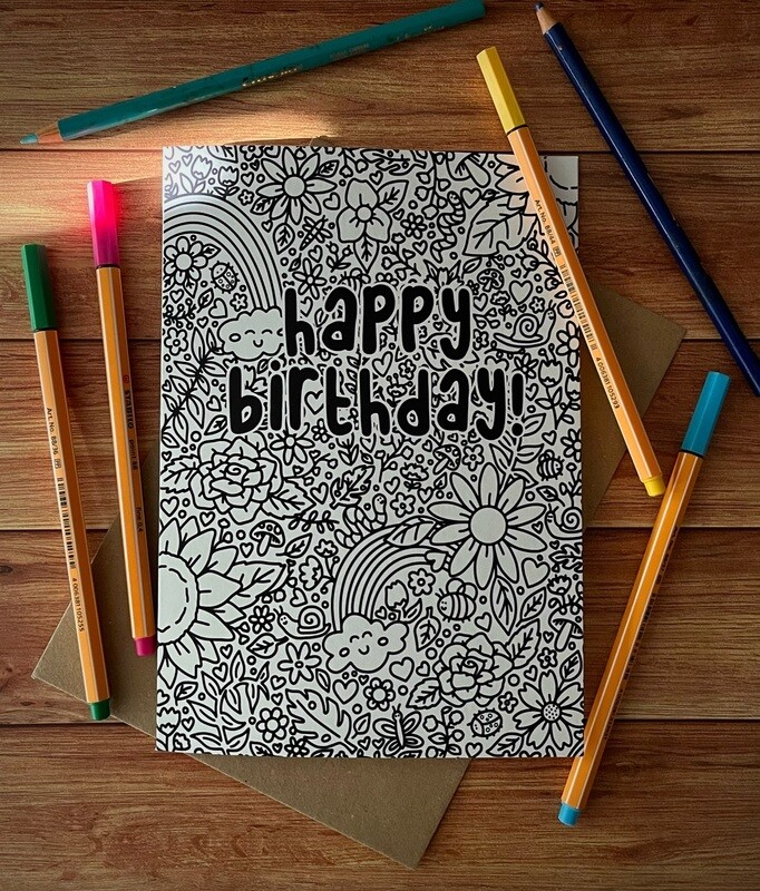 &#39;Happy Birthday&#39; Colour Me In Card