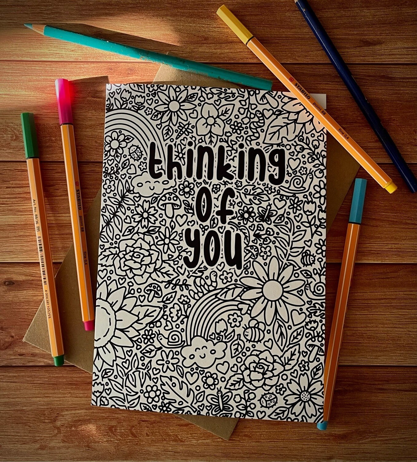 &#39;Thinking of you&#39; Colour Me In Card