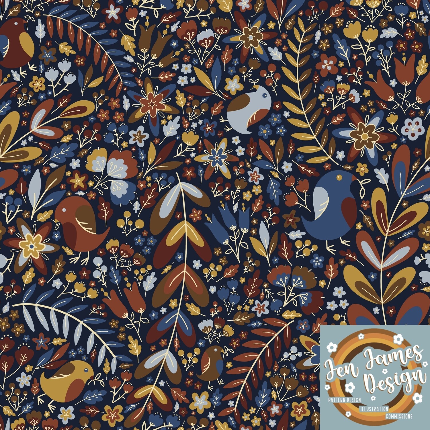 Autumnal Botanical- Seamless Tile Pattern