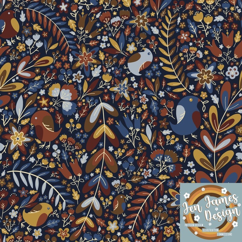 Autumnal Botanical- Seamless Tile Pattern
