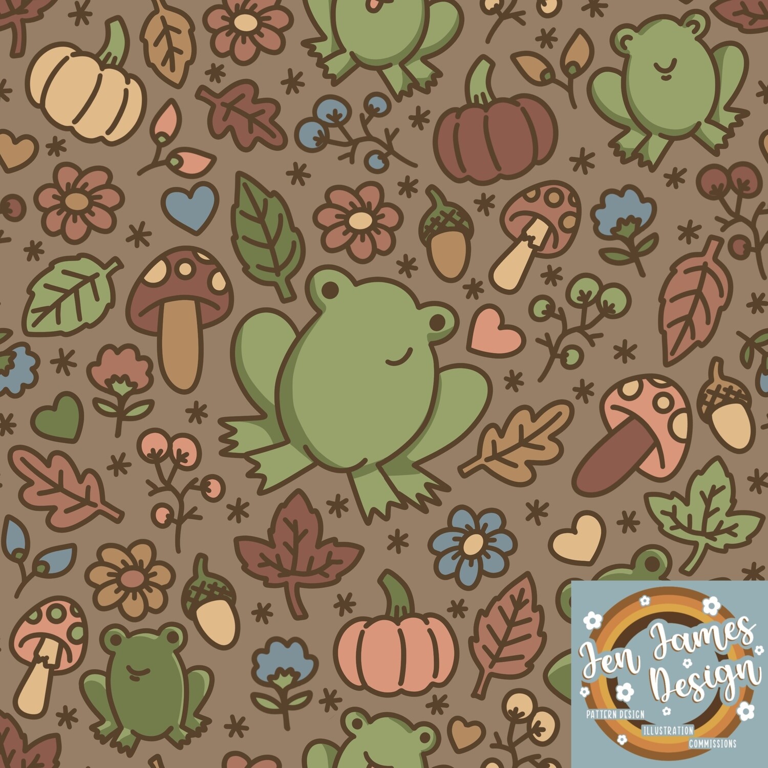 Autumn Froggy Pals- Seamless Tile Pattern